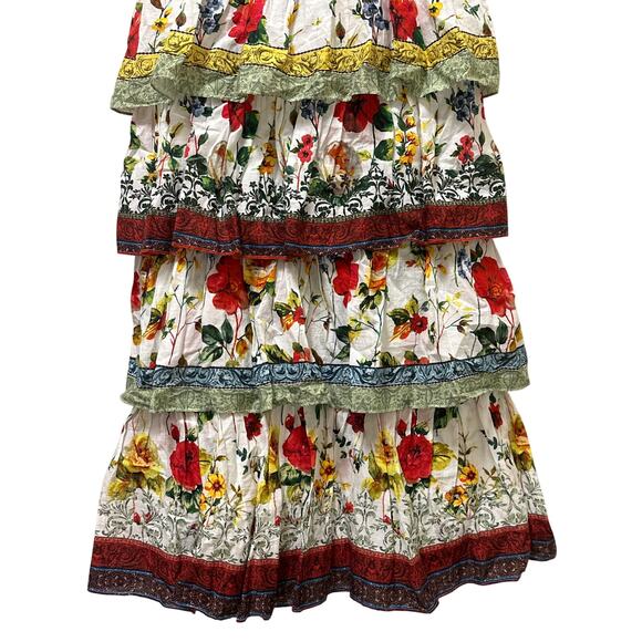 Alice + Olivia Valencia Floral Print Cotton Tiered Maxi Dress Size 0 - Picture 5 of 16